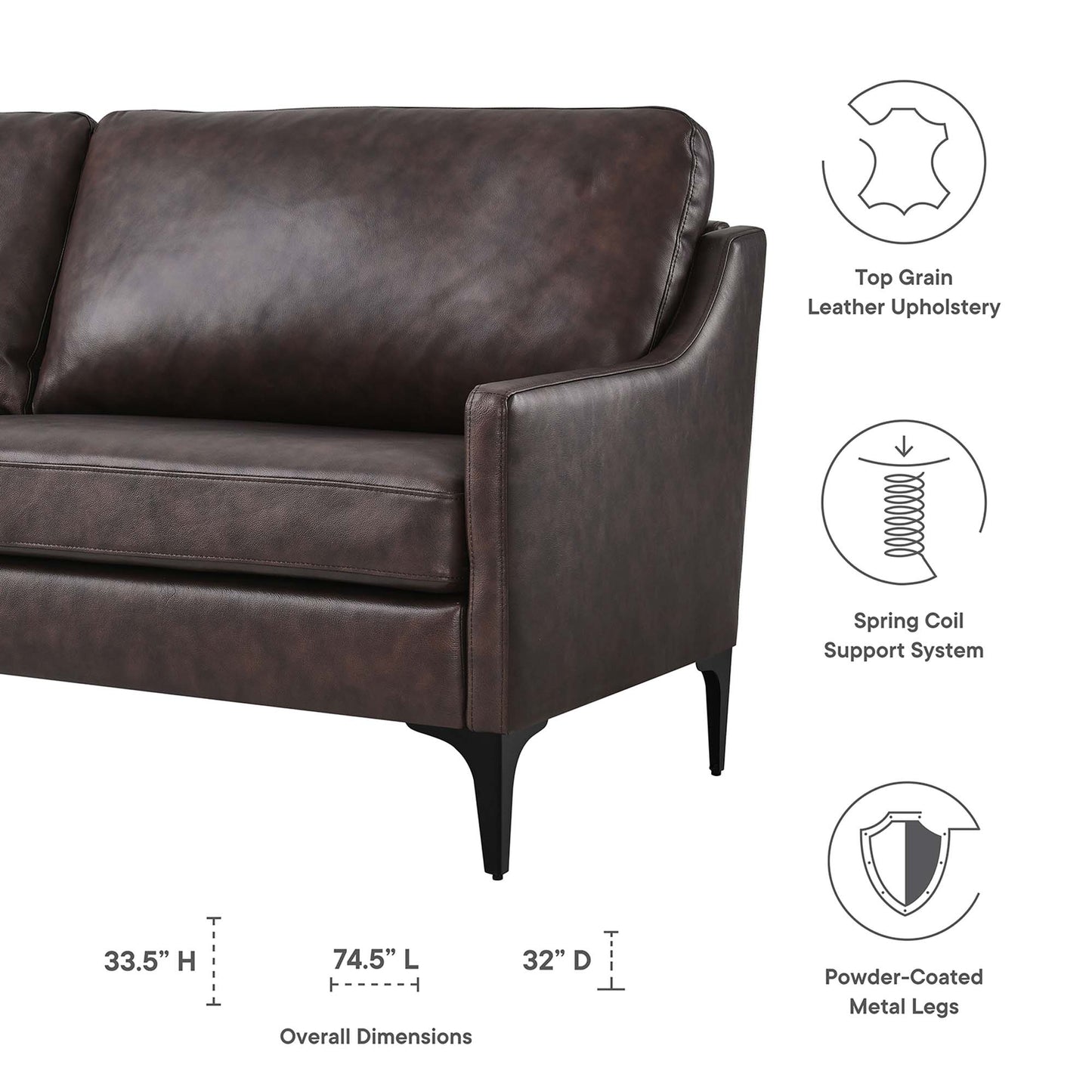 Corland Leather Sofa by Furniture for America