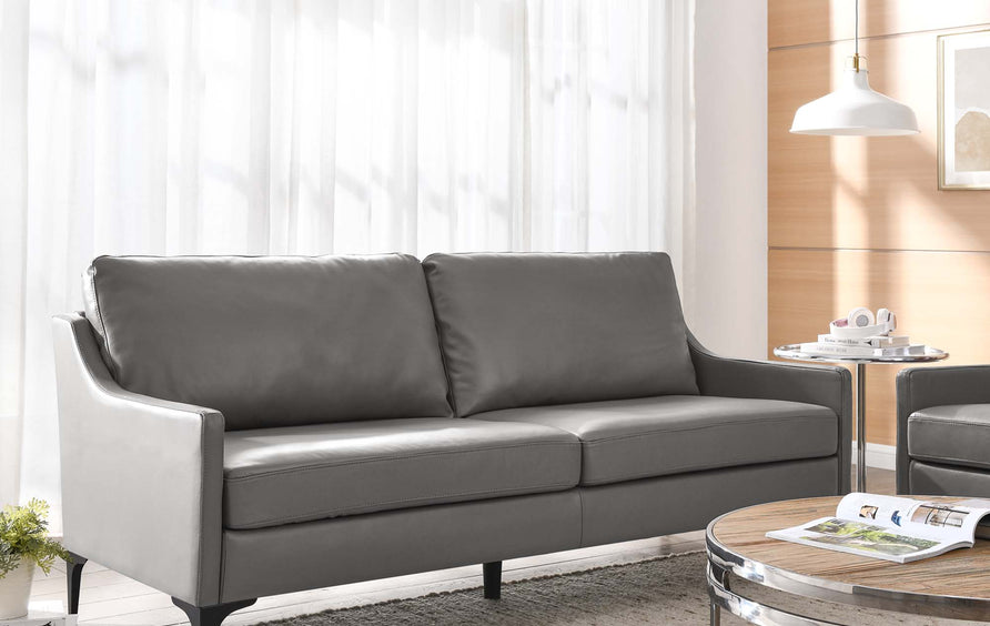 Pergola Leather Sofa in Gray