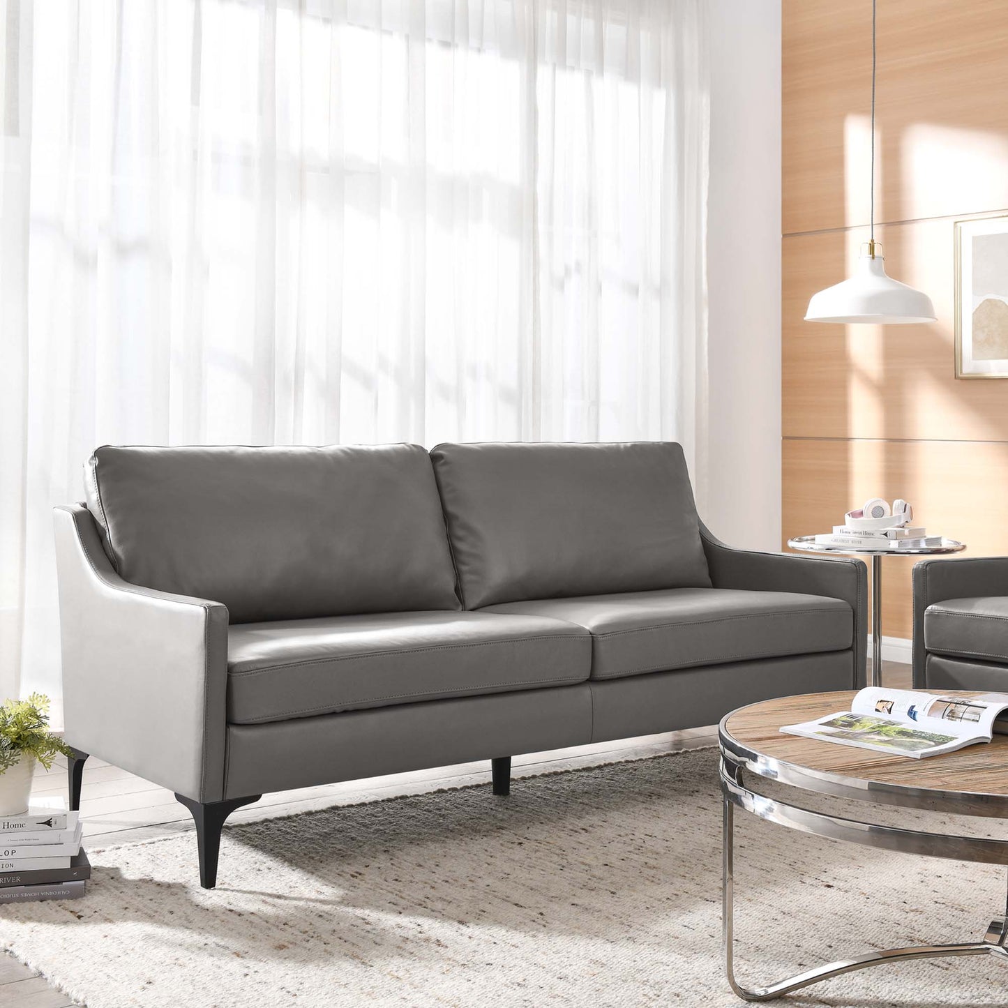 Pergola Leather Sofa in Gray