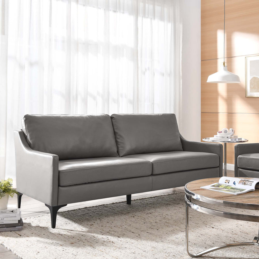 Pergola Leather Sofa in Gray