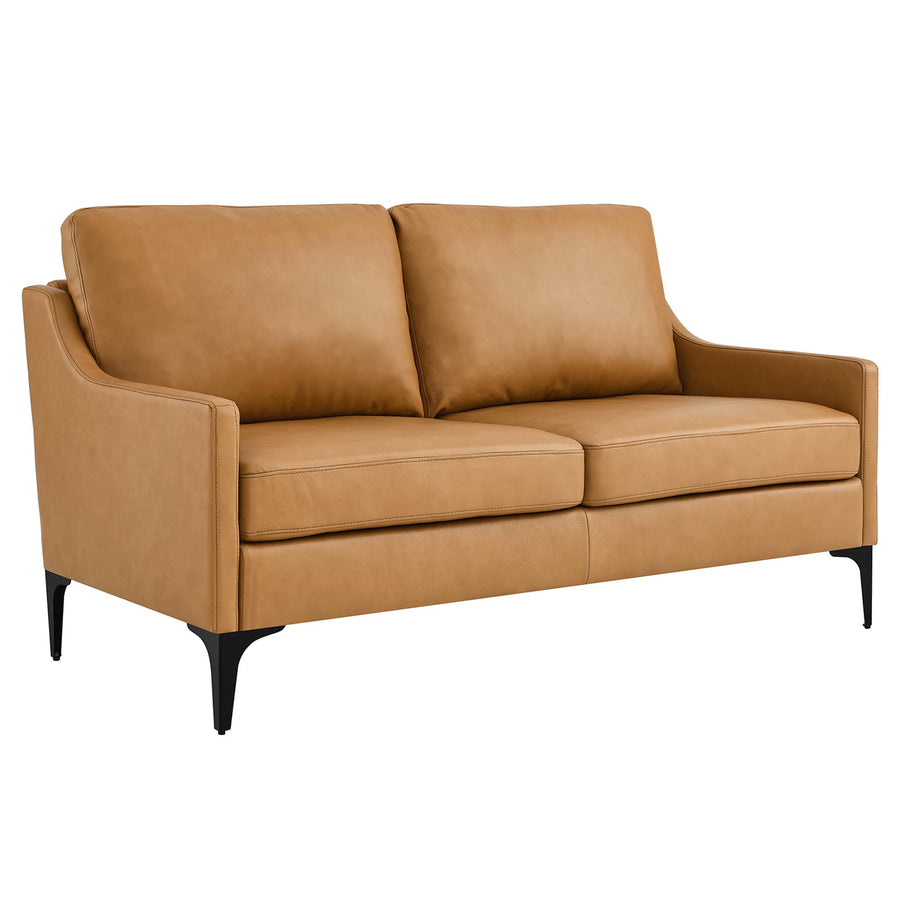 Pergola Leather Loveseat in Tan
