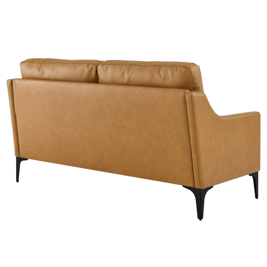 Pergola Leather Loveseat in Tan
