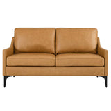 Pergola Leather Loveseat in Tan