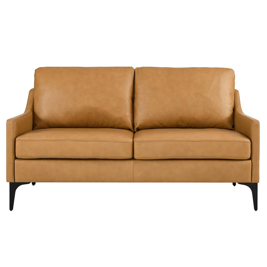 Pergola Leather Loveseat in Tan
