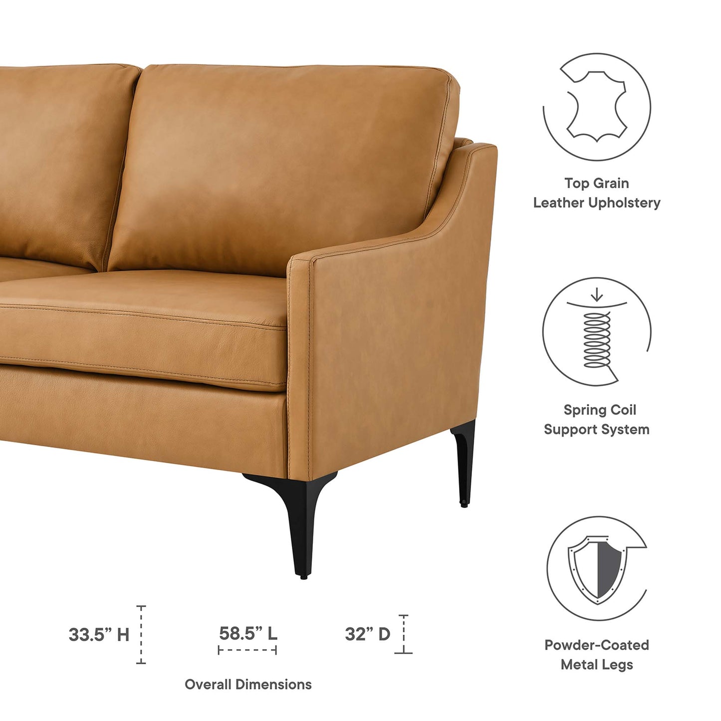 Corland Leather Loveseat by Furniture for America
