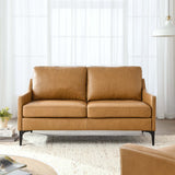 Pergola Leather Loveseat in Tan