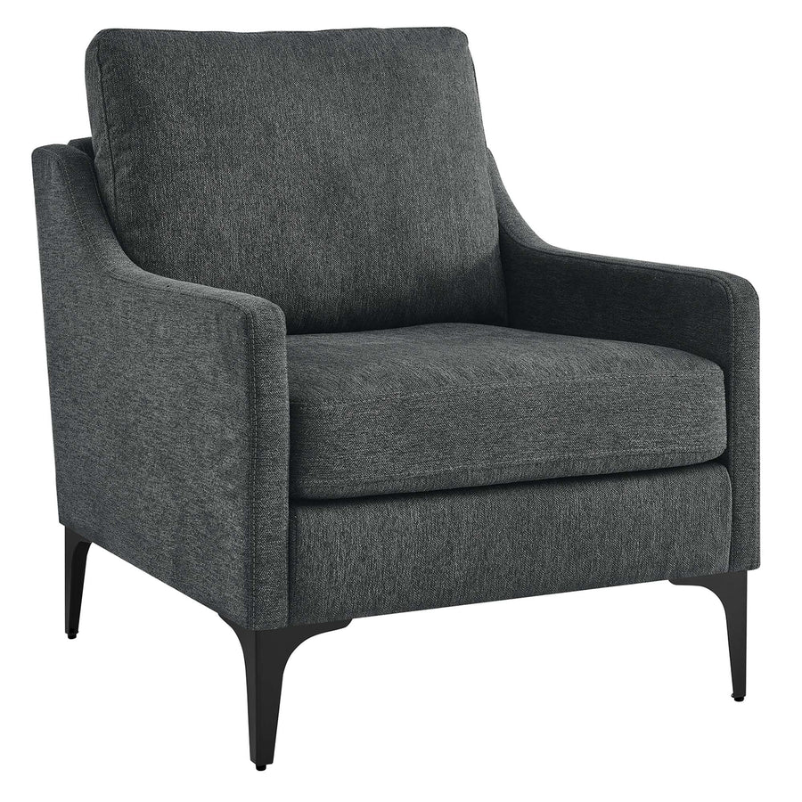 Pergola Upholstered Fabric Armchair in Charcoal