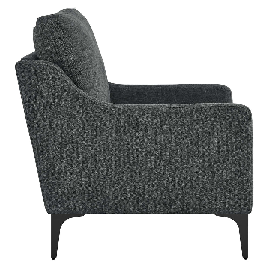 Pergola Upholstered Fabric Armchair in Charcoal