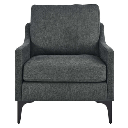 Corland Upholstered Fabric Armchair in Charcoal