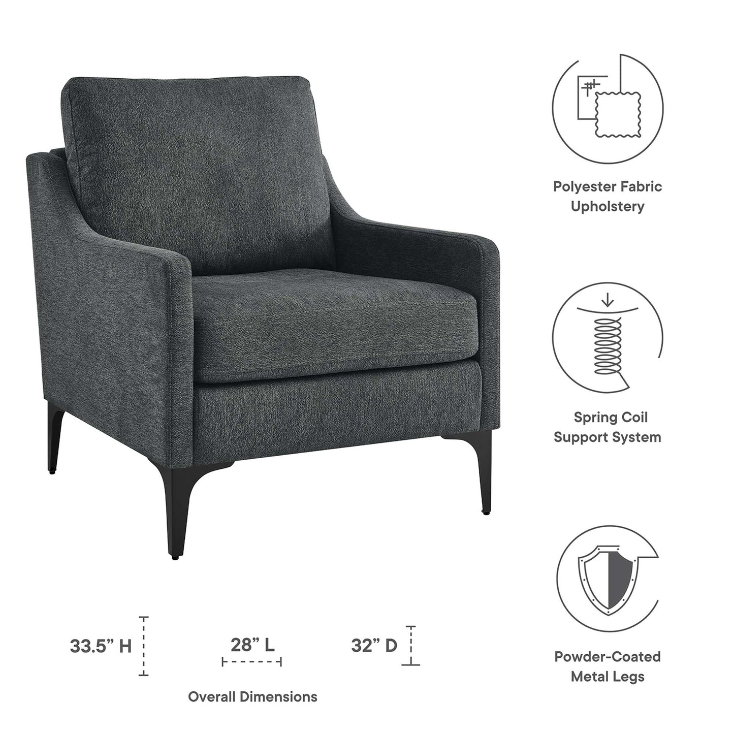 Corland Upholstered Fabric Armchair by Furniture For America