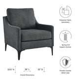 Pergola Upholstered Fabric Armchair in Charcoal