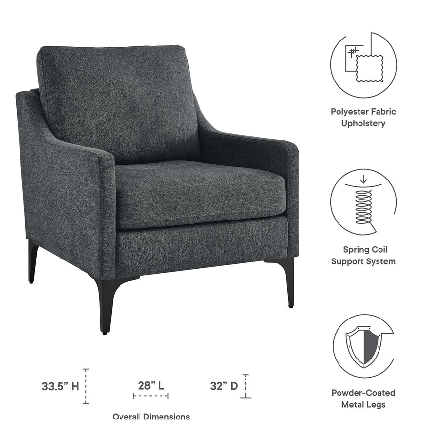 Pergola Upholstered Fabric Armchair in Charcoal