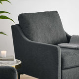 Pergola Upholstered Fabric Armchair in Charcoal