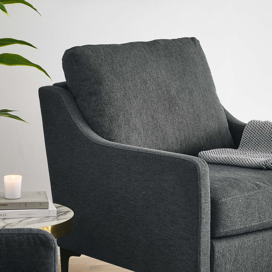 Pergola Upholstered Fabric Armchair in Charcoal