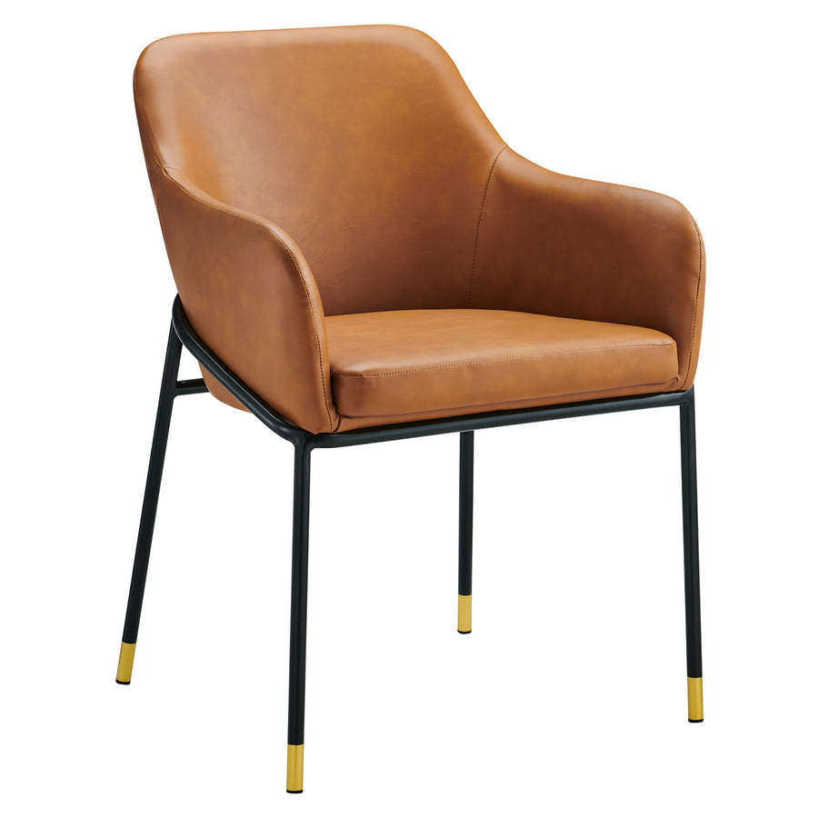 Zane Vegan Leather Dining Chair Set of 2 in Black Tan