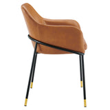 Zane Vegan Leather Dining Chair Set of 2 in Black Tan
