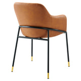 Zane Vegan Leather Dining Chair Set of 2 in Black Tan
