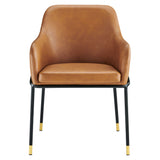 Zane Vegan Leather Dining Chair Set of 2 in Black Tan