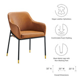 Zane Vegan Leather Dining Chair Set of 2 in Black Tan