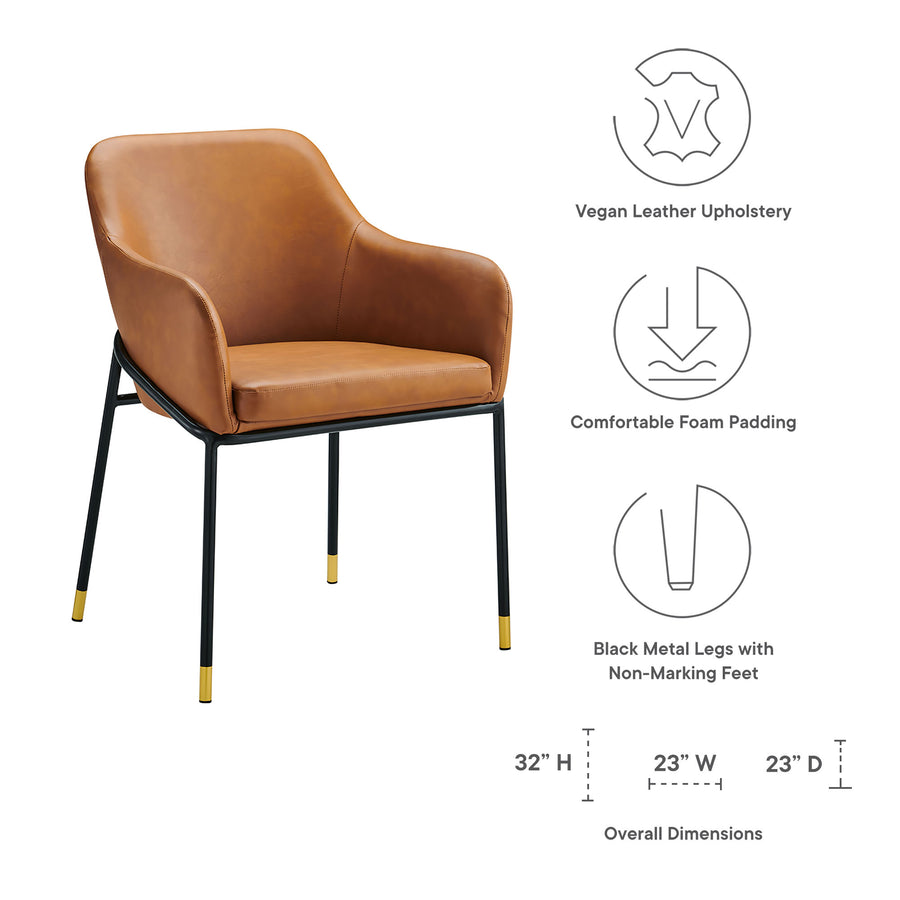 Zane Vegan Leather Dining Chair Set of 2 in Black Tan