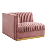 Soren Channel Tufted Performance Velvet Modular Sectional Sofa Left-Arm Chair in Dusty Rose