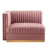 Soren Channel Tufted Performance Velvet Modular Sectional Sofa Left-Arm Chair in Dusty Rose