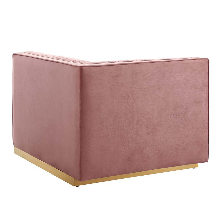 Soren Channel Tufted Performance Velvet Modular Sectional Sofa Left-Arm Chair in Dusty Rose