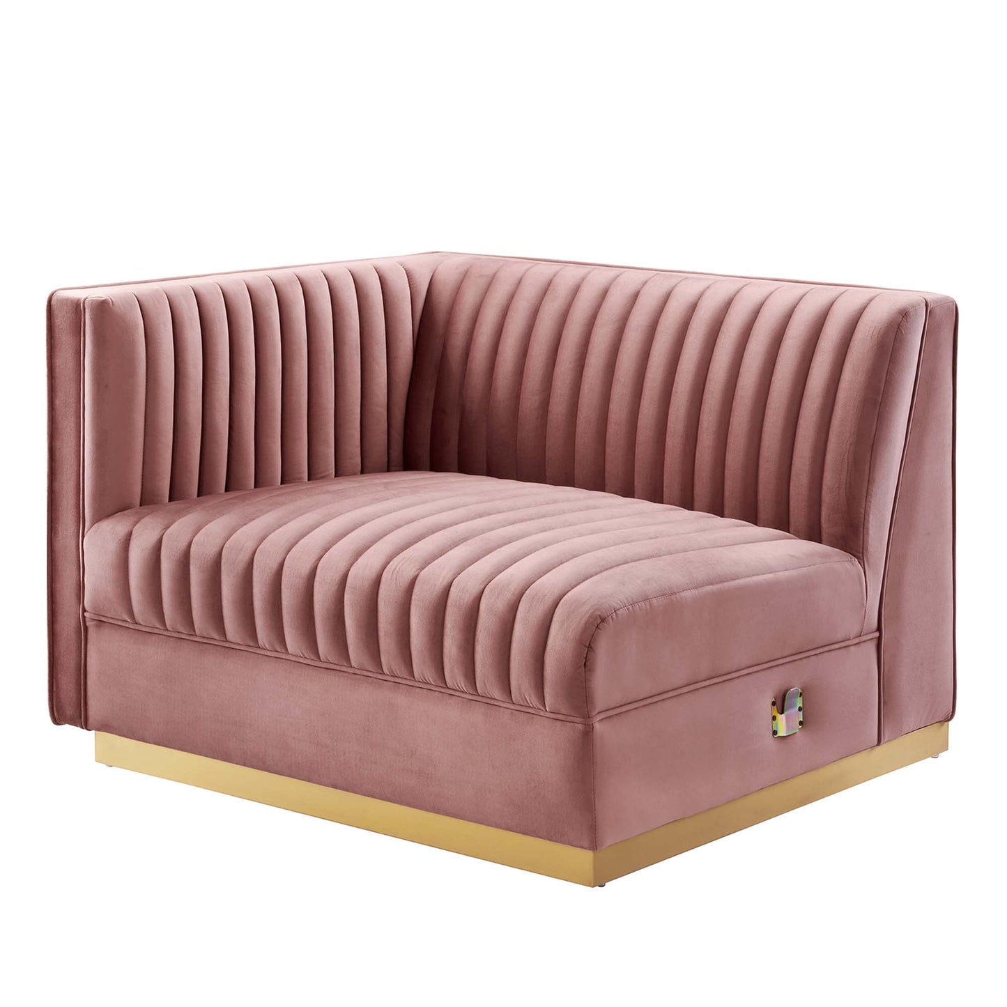 Sanguine Channel Tufted Performance Velvet Modular Sectional Sofa Left-Arm Chair by Furniture for America