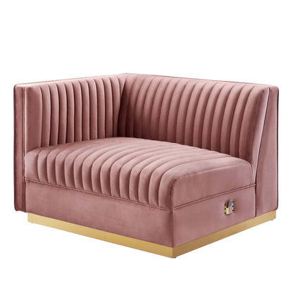 Sanguine Channel Tufted Performance Velvet Modular Sectional Sofa Left-Arm Chair by Furniture for America