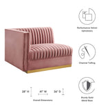 Soren Channel Tufted Performance Velvet Modular Sectional Sofa Left-Arm Chair in Dusty Rose