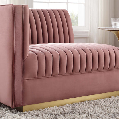 Sanguine Channel Tufted Performance Velvet Modular Sectional Sofa Left-Arm Chair by Furniture for America