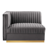 Soren Channel Tufted Performance Velvet Modular Sectional Sofa Left-Arm Chair in Gray