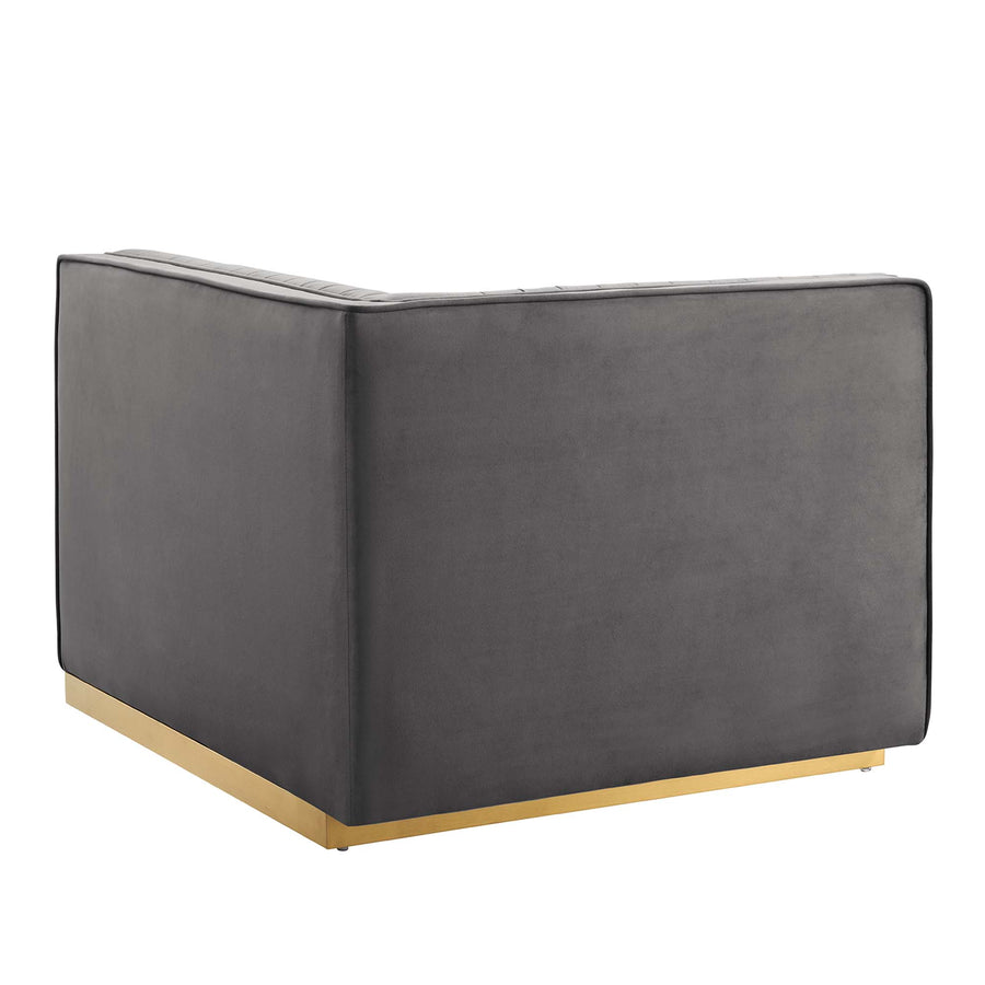 Soren Channel Tufted Performance Velvet Modular Sectional Sofa Left-Arm Chair in Gray
