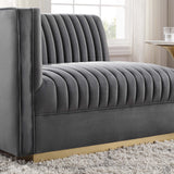 Soren Channel Tufted Performance Velvet Modular Sectional Sofa Left-Arm Chair in Gray
