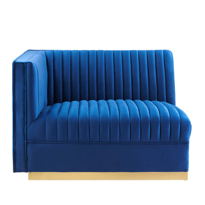 Sanguine Channel Tufted Performance Velvet Modular Sectional Sofa Left-Arm Chair by Furniture for America