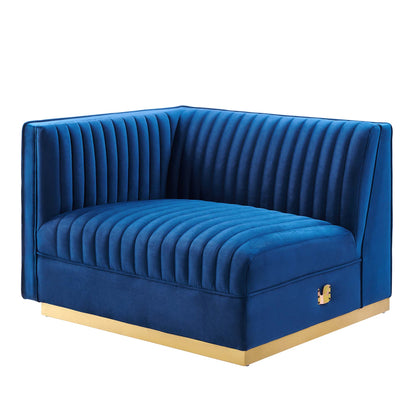 Sanguine Channel Tufted Performance Velvet Modular Sectional Sofa Left-Arm Chair by Furniture for America