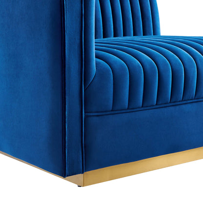 Sanguine Channel Tufted Performance Velvet Modular Sectional Sofa Left-Arm Chair by Furniture for America