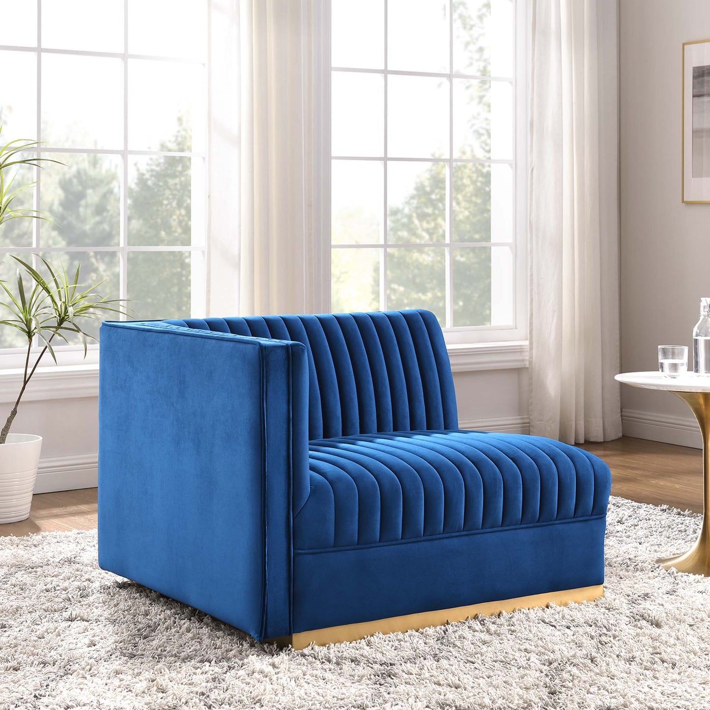 Sanguine Channel Tufted Performance Velvet Modular Sectional Sofa Left-Arm Chair by Furniture for America