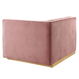 Soren Channel Tufted Performance Velvet Modular Sectional Sofa Right-Arm Chair in Dusty Rose