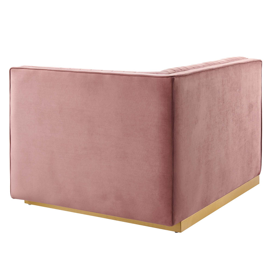 Soren Channel Tufted Performance Velvet Modular Sectional Sofa Right-Arm Chair in Dusty Rose