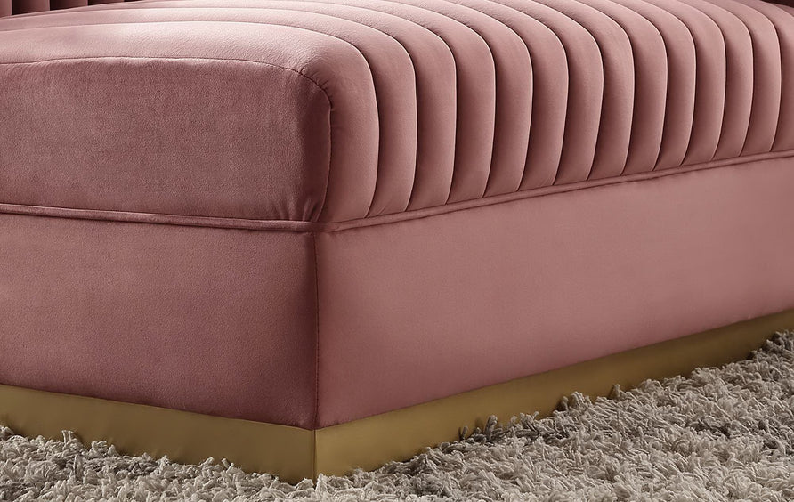 Soren Channel Tufted Performance Velvet Modular Sectional Sofa Right-Arm Chair in Dusty Rose