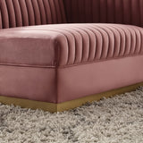 Soren Channel Tufted Performance Velvet Modular Sectional Sofa Right-Arm Chair in Dusty Rose