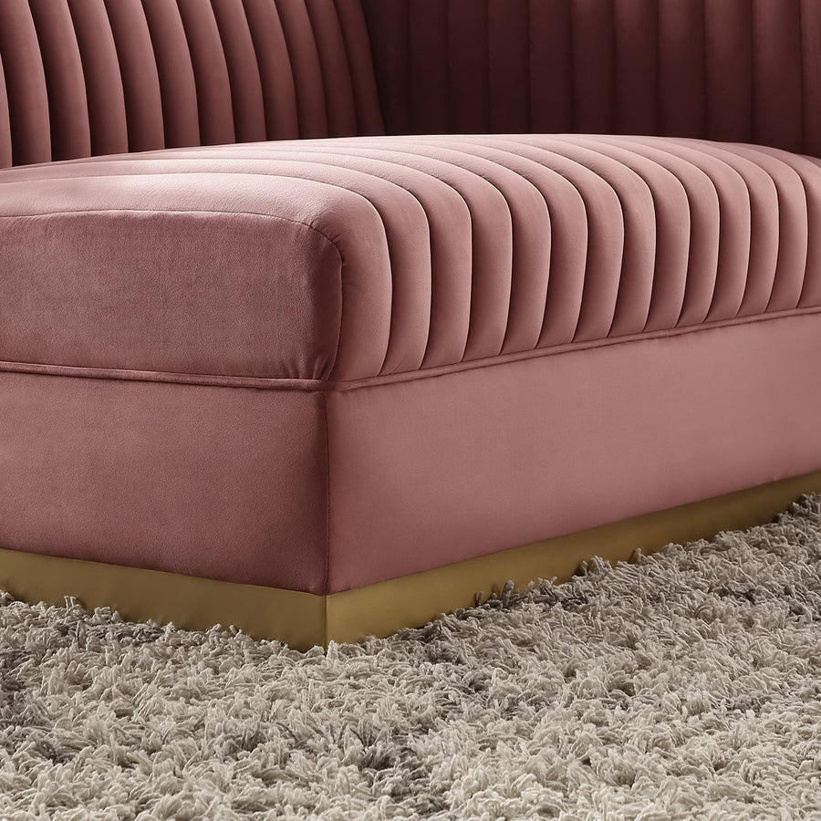 Soren Channel Tufted Performance Velvet Modular Sectional Sofa Right-Arm Chair in Dusty Rose