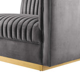Soren Channel Tufted Performance Velvet Modular Sectional Sofa Right-Arm Chair in Gray