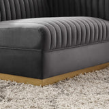 Soren Channel Tufted Performance Velvet Modular Sectional Sofa Right-Arm Chair in Gray
