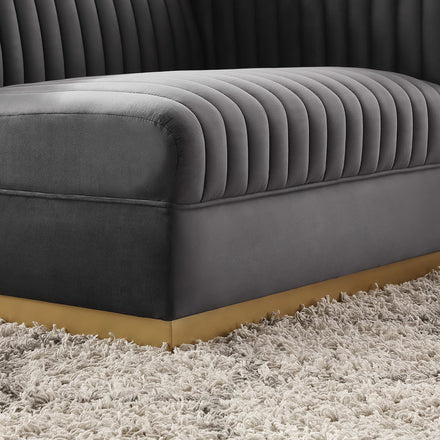 Sanguine Channel Tufted Performance Velvet Modular Sectional Sofa Right-Arm Chair in Gray