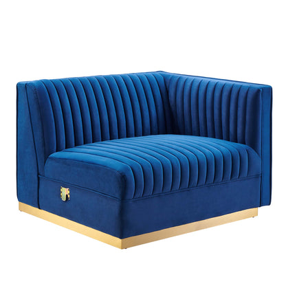 Sanguine Channel Tufted Performance Velvet Modular Sectional Sofa Right-Arm Chair by Furniture for America