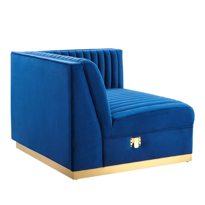 Sanguine Channel Tufted Performance Velvet Modular Sectional Sofa Right-Arm Chair by Furniture for America