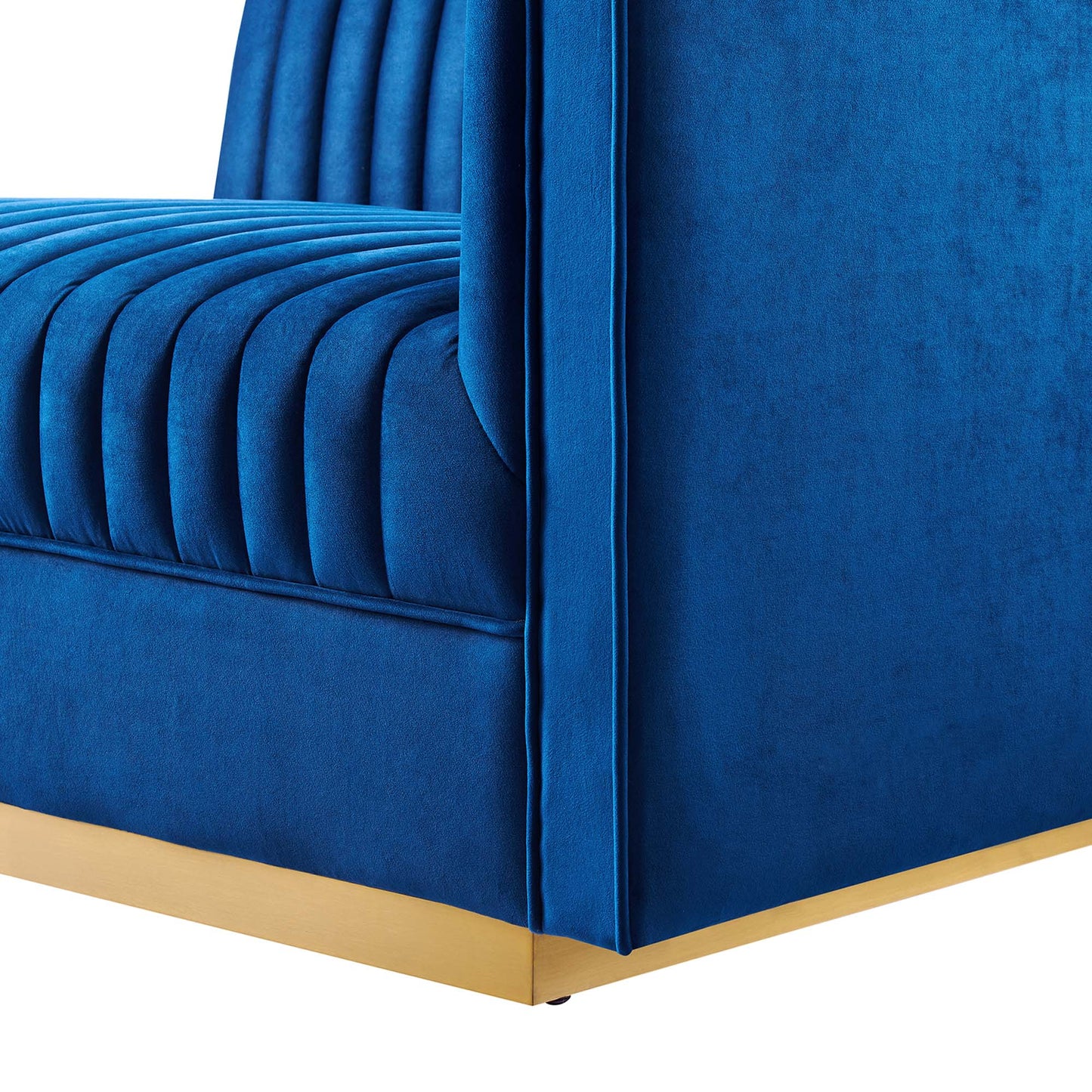 Sanguine Channel Tufted Performance Velvet Modular Sectional Sofa Right-Arm Chair by Furniture for America