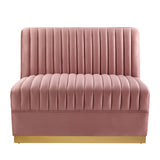 Soren Channel Tufted Performance Velvet Modular Sectional Sofa Armless Chair in Dusty Rose